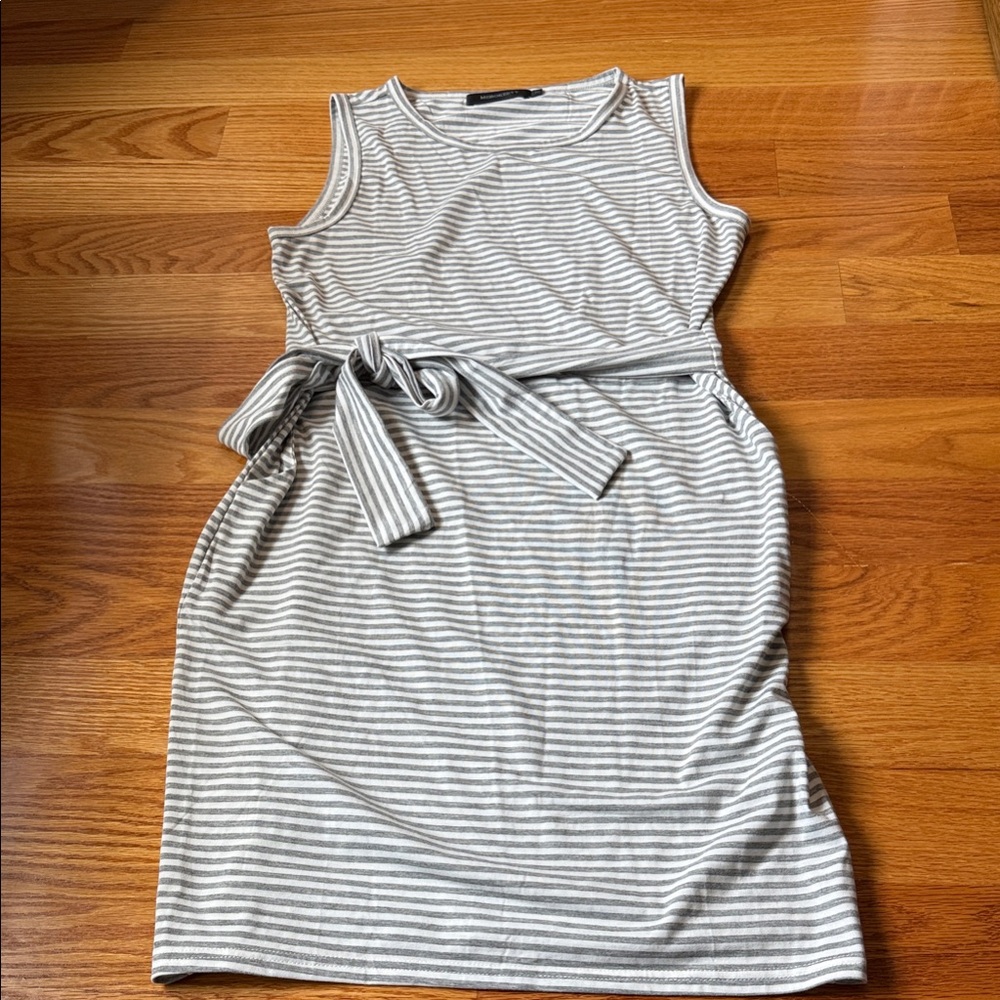 Merokeety Striped Sleeveless Midi Dress - Gray